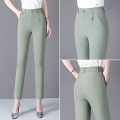High Waist Pencil Suit Pants For Women Casual Slim Work Wear Stretch Ankle-Length Pants 92cm Elegant Formal Korean Trousers