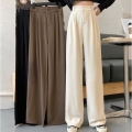 Spring Women Khaki Pleated Elegant Casual Solid High Waist Wide Leg Pants Korean Ladies Fashion Trousers Female Loose Pant