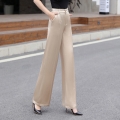 Elegant Acetate Satin Baggy Korean Women Fashion Wide Leg Pants Office Ladies High Waist Work Suit Pant Female Basic Trousers