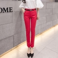 Pencil Pants women casual skinny candy color office trousers high waist slim female OL pants big size Stretch pants with belt